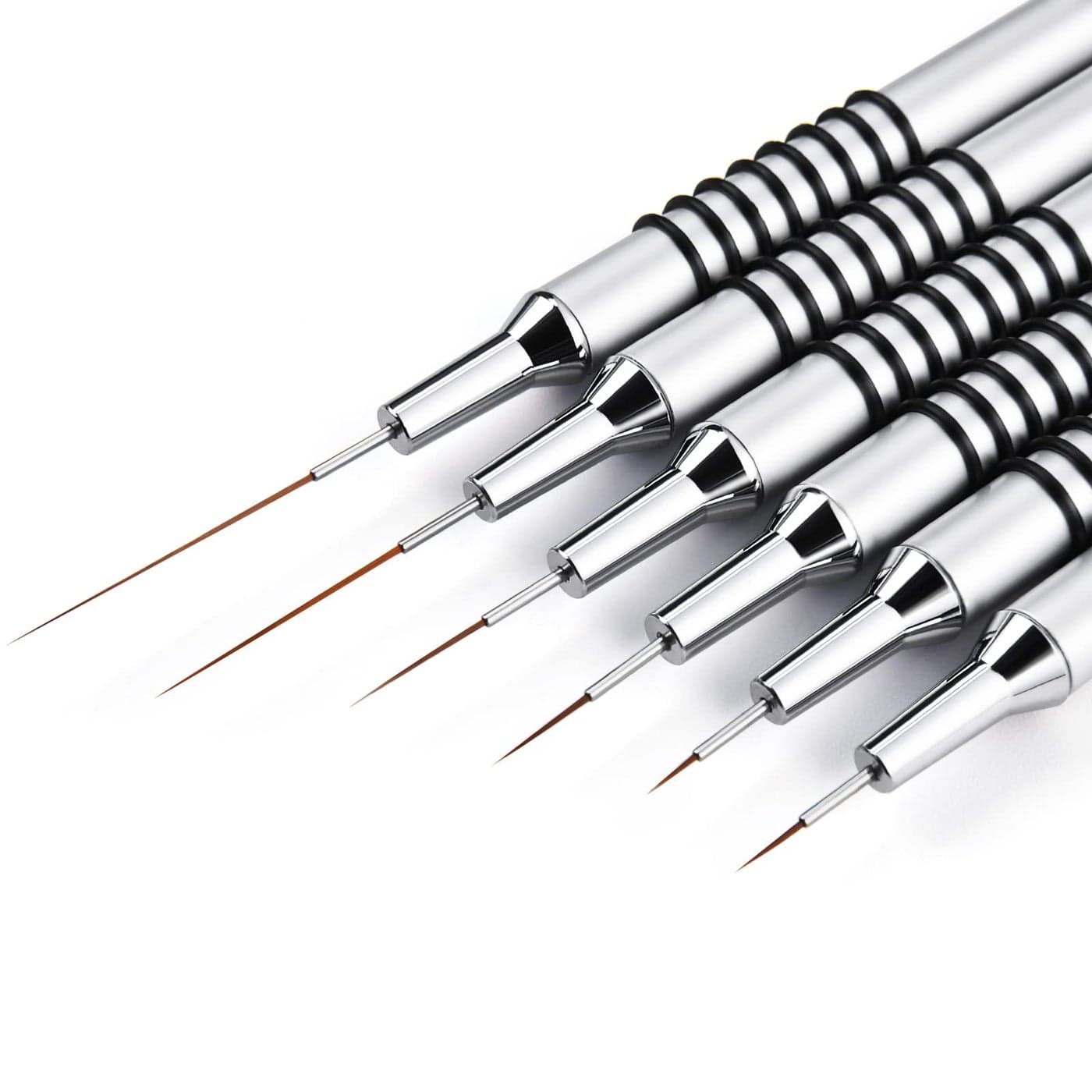 Nail Art Liner Brushes Set 6Pcs Nail Art Design Brush Striping Thin Long Lines Dotting Drawing Pen UV Gel Polish Painting Metal Handle Striper Brushes Size 579112025mm