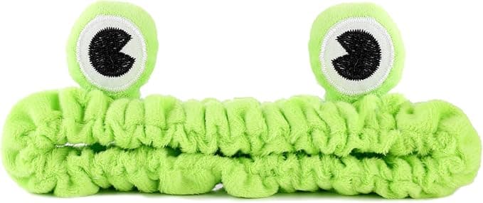 WLLHYF Frog Headband Makeup Headband Frog Eye Elastic Face Washing Hair Band Cute Shower Spa Headband Funny Green Head Wrap Cartoon Hair Accessories for Women Girls Skincare Beauty Light green