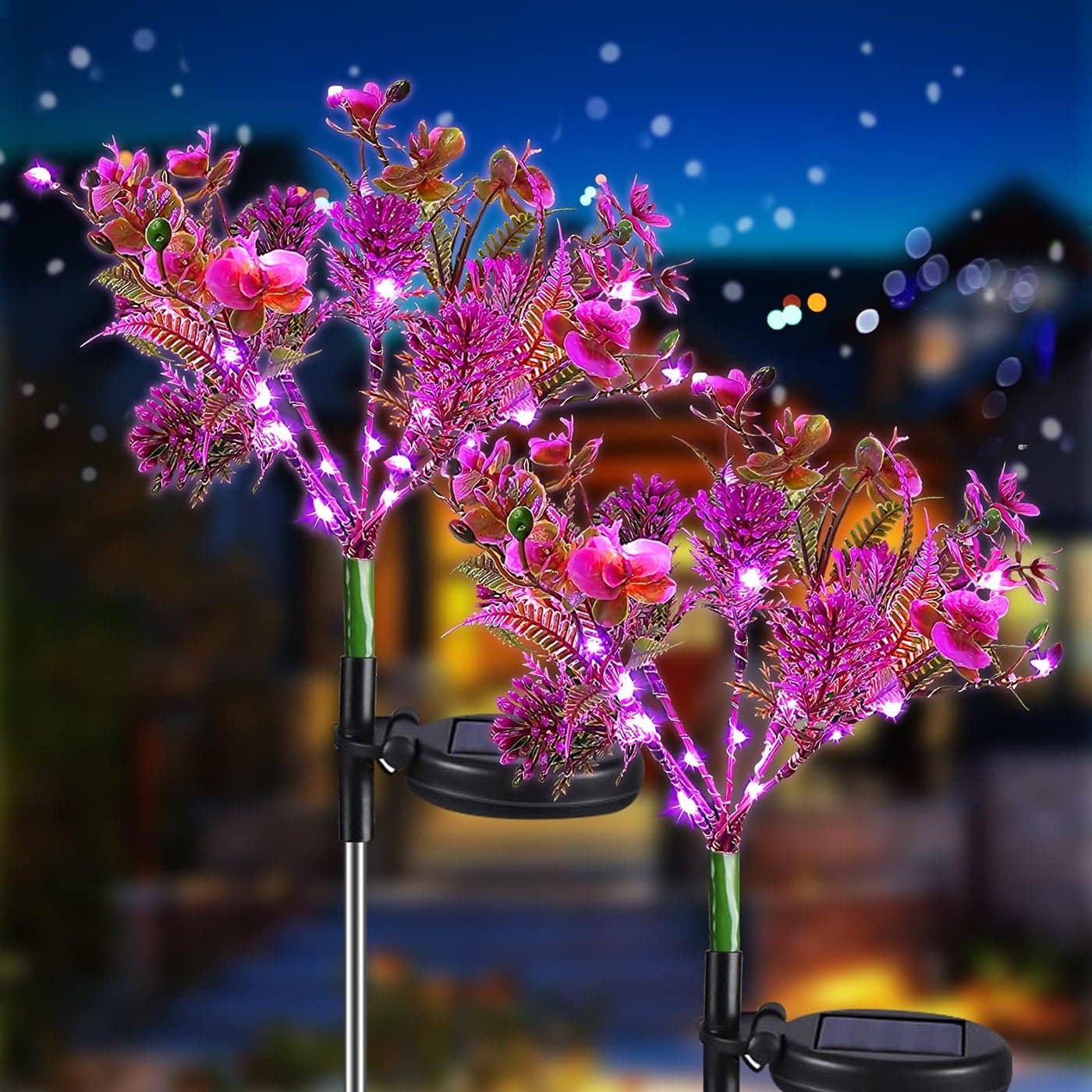 Neporal Garden Solar Lights Outdoor Waterproof IP65 2PK Phalaenopsis Solar Flowers Solar Garden Lights Waterproof for Patio Decor Yard DecorGardening Gifts for Women