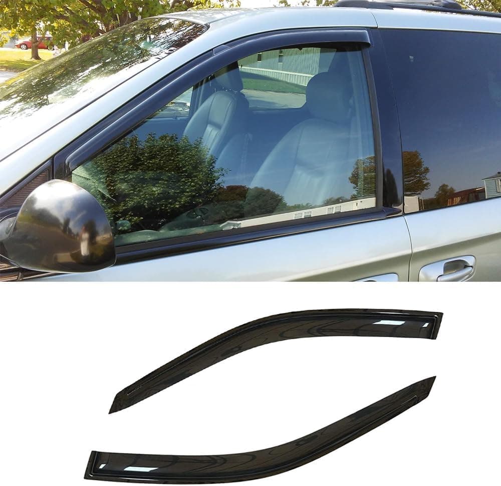 Puermto Original Side Window Wind Deflector - 2pcs Out-Channel Tape-On Rain Guards Set for Dodge Caravan & Chrysler Models