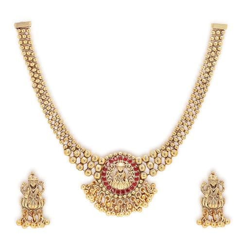 Shining Diva Fashion Latest Stylish Design Fancy Traditional Temple Necklace Jewellery Set for Women (17308s)