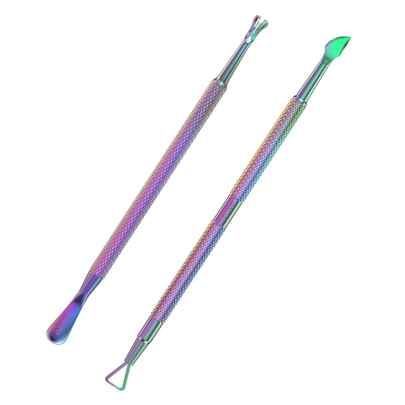 Cuticle Pusher Nail Polish Remover Stainless Steel Manicure Tool Set Gel Nail Polish Peeler Scraper Nail Care Stick Pedicure Kit for Fingernail and Toenail opove P1 Color Gradient