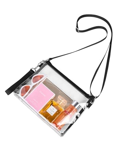 Bagenius Clear Purse Stadium Approved for Women, Transparent Clear Bag with Removable Straps, Coin Purse for Work Festival Sporting Events and Concert - Black