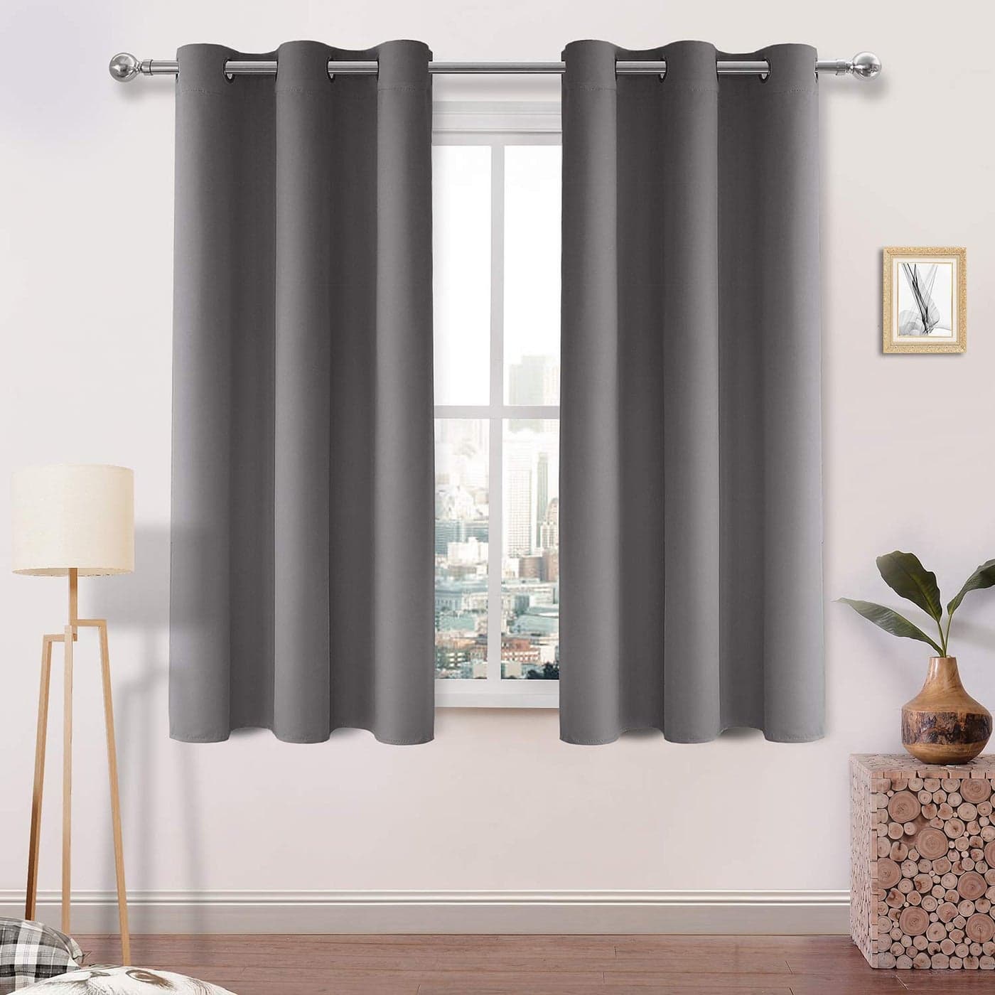 DWCN Grey Blackout Curtains 54 Inches Long Room Darkening Thermal Insulated Window Drapes for Bedroom Living Room W42 x L54 Inch Length 2 Panels