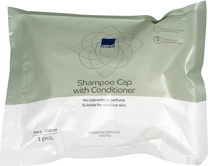 Abena Disposable Shower Cap Pack of 1 Fragrance Colourant Free Dermatologically Tested No Rinse Shampoo Cap Ideal for Elderly Bedridden Travel Camping Festivals