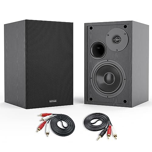 BESTISAN 4 Inch Powered Bookshelf Speakers with Deep Bass, Bluetooth 5.0 Studio Monitor Speakers, 2.0 Neared Field Audio Speakers with 2 RCA Line Input, Set of 2 Black-New Model