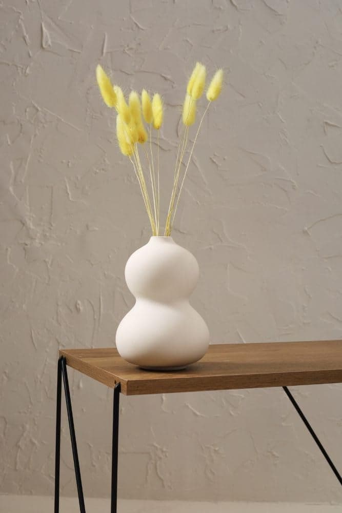 PUREZENTO Oreo Vase White 6 inch Matte Finish Ceramic Designer Flower Vases for Home Decoration Centre Table Bedroom Side Corner Beautiful Decorative Vases with Unique Quality