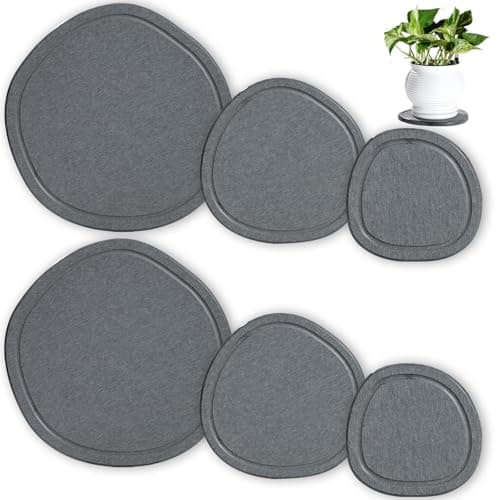 XRzitky 4 6 8 Inch 6 Pack Diatomaceous Earth Plant Pot Saucers Trays for Indoors No Holes, Diatomite Plant Drip Water Catcher Tray for Pots, Planter Drainage Saucers Plates to Catch Water, Deep Grey