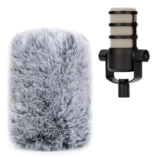 PodMic Pop Filter Furry Cover - Mic Windscreen Wind Cover Customized for Rode PodMic Podcasting Microphone to Blocks Out Plosives(Gray01)