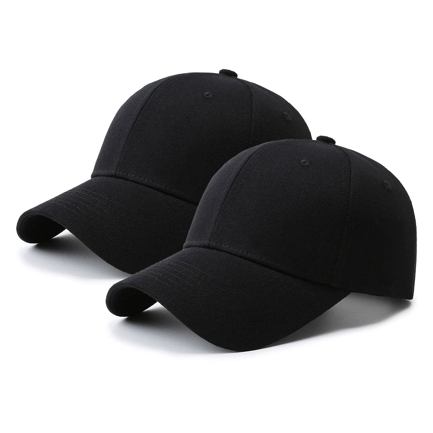 PFFY 2 Packs Baseball Cap Golf Dad Hat for Men and Women Hat Black+Black