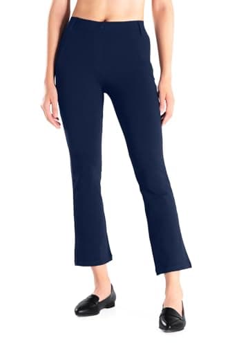 YogipaceBelt LoopsWomens Flare Cropped Dress Yoga Pants Capris Stretchy Work Ankle Pant23NavySize L