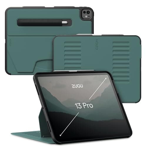 Zugu Case for iPad Pro 13 (M4/M5) 2024/2025, Slim Protective Cover with Apple Pencil Holder, Auto Wake/Sleep, Multiple Viewing Angles, iPad Pro 13 Inch Cover, Phone Protectors, Pine
