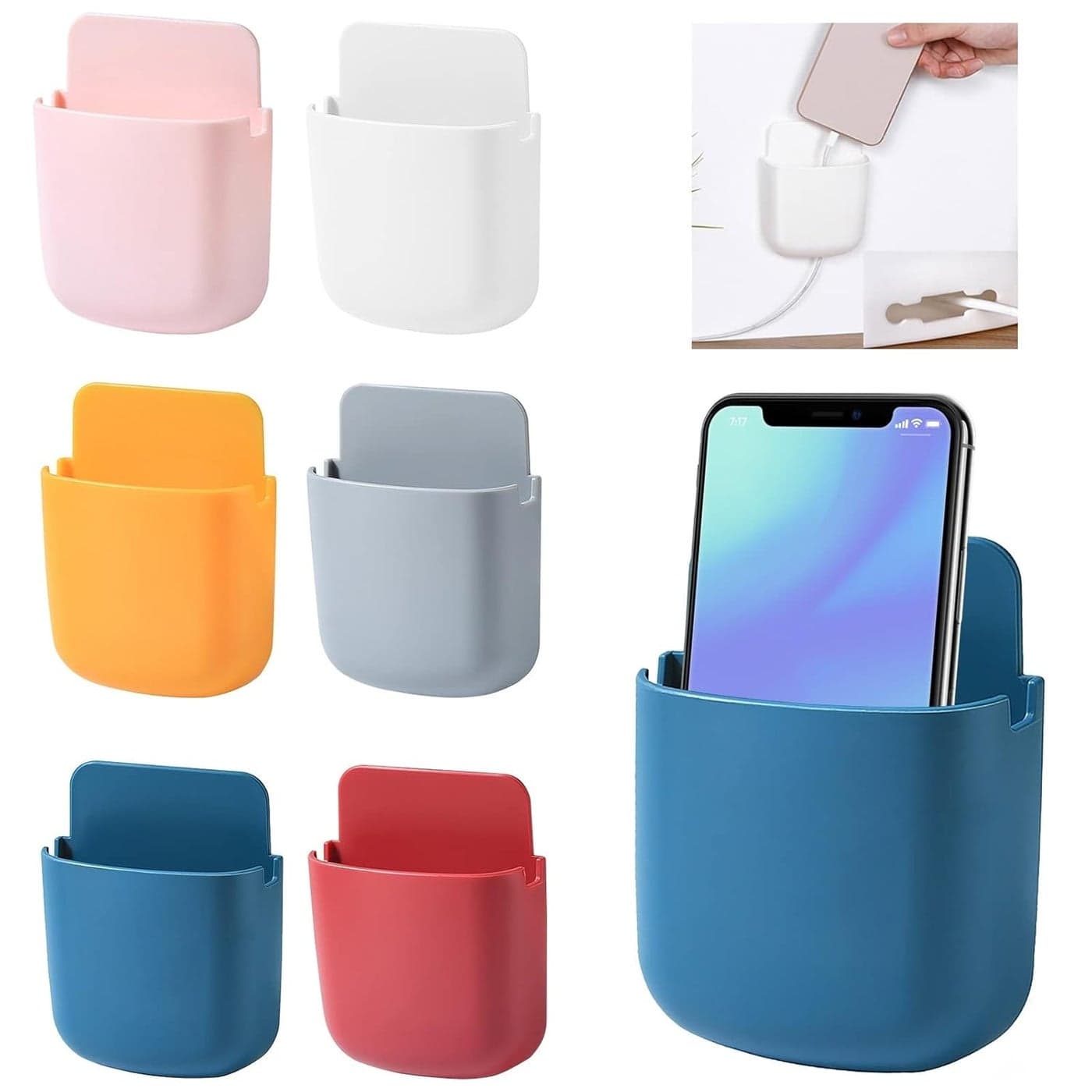 PK shopper Creative Wall Mounted Storage Organizer Box Remote Control Storage Case Air Conditioner Plug Mobile Phone Stand Stationary Rack Toothbrush Holder Set of 4