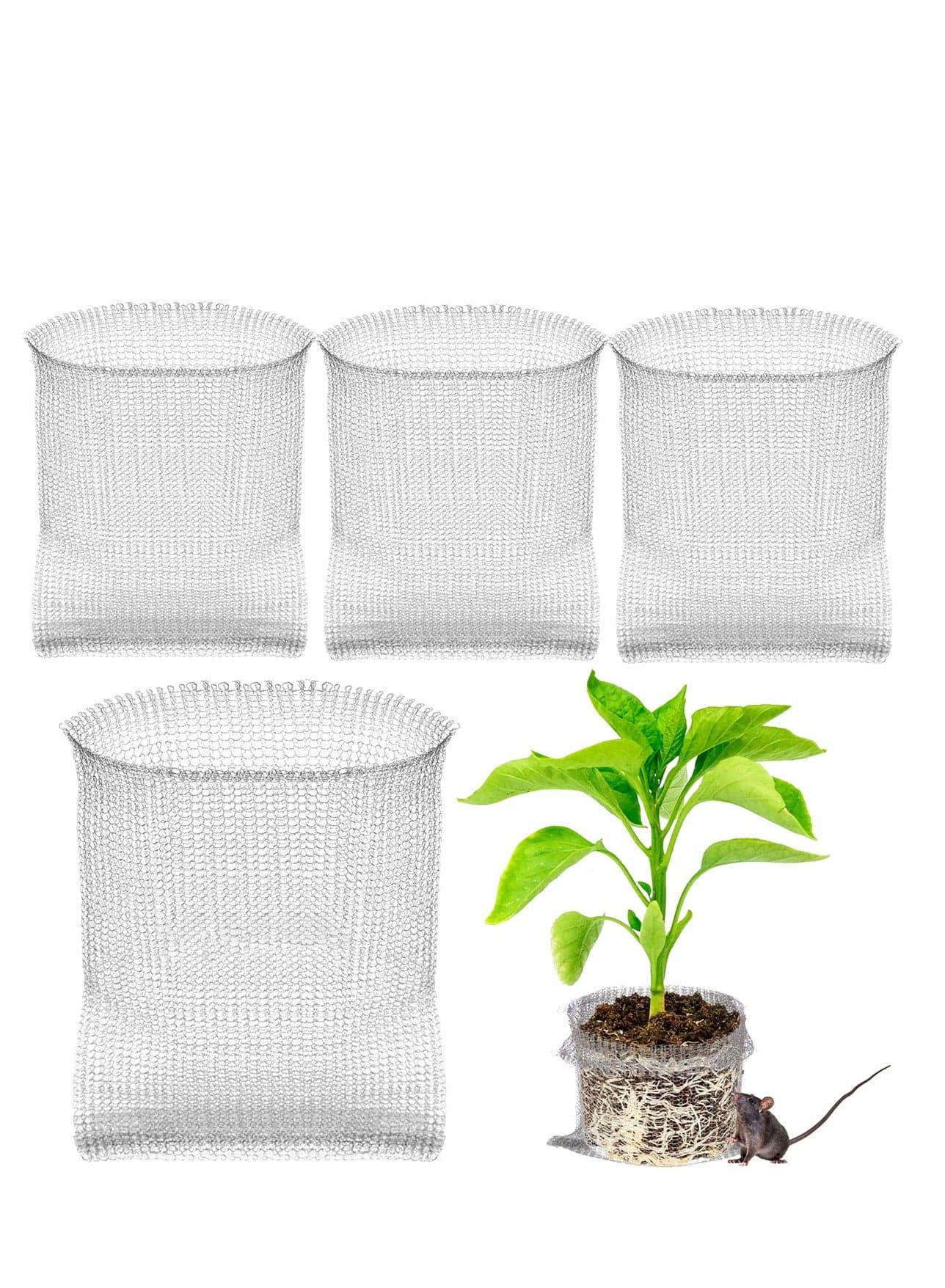 4 Pack 5 Gallon Gopher-Proof Wire Baskets, Stainless Steel Root Protection for Plants, Ideal for Moles and Voles