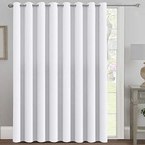 H.VERSAILTEX Patio White Curtains for Sliding Door Extral Wide Curtain Panels Thermal Insulated Room Divider - Grommet Top, 9' Tall by 8.5' Wide, W100 x L108, Pure White