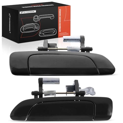 A-Premium Outside Exterior Door Handles Compatible with Honda Civic 2001 2002 2003 2004 2005, Sedan, Smooth Black, 2-PC Set, Rear Driver and Passenger Side
