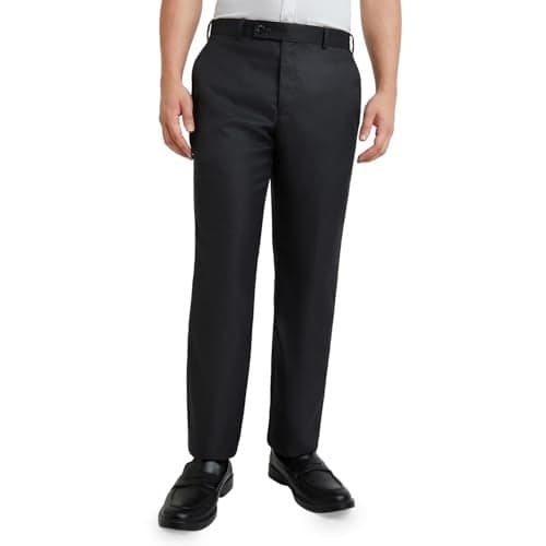 Park Avenue Men's Regular Fit Structure Pattern Poly Viscose Blend Flat Front Formal Trouser (Size: 32)-PMTX07626-G8 Dark Grey