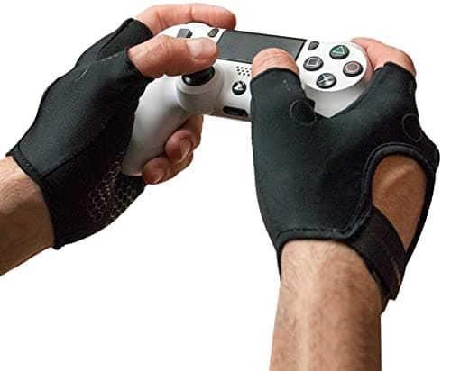 Foamy Lizard Gaming Grip Gloves Hexotech Pro Gamer Anti-Sweat Fingerless Tactical Glove for Controller Grip for Xbox Series X, PlayStation 5 Dualsense (Pair of Gloves) LG
