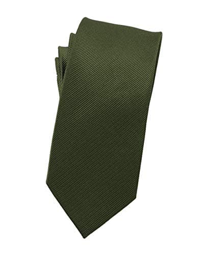 Lovacely Solid Color Skinny Ties - Multiple Colors Formal Neckties Olive Green 6cm