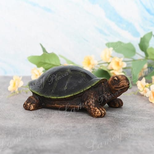 Lamcy Plaza Resin Feng Shui Real Looking Tortoise 3" Inches |Tortoise | Showpiece for Good Luck Vastu | Kachua for Home |Office | Living Room | Hotel |Corporate Gift | Pack of 1, Black