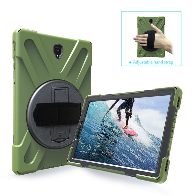 For Samsung Tab S4 T830 Rotating Bracket Silicone Pu Anti-Fall Flat Cover T835 Strap Strap Back Case