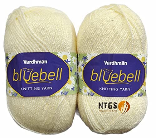 Vardhman Bluebell Off White 500 GM 1 Ball 100 GM Each Wool Ball Hand Knitting WoolArt Craft Soft Fingering Crochet Hook Yarn Needle Acrylic Knitting Yarn Thread Dyed Shade No9