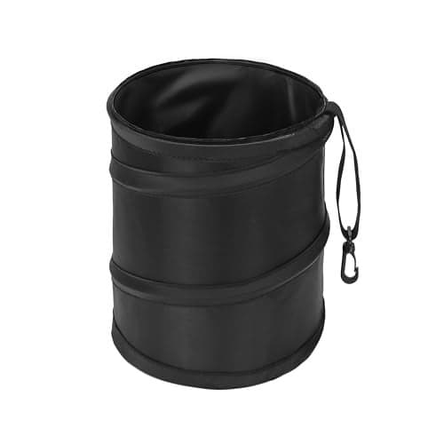 Ginsco 2 Gallons New Leakproof Car Trash Can Compact Trash Can Popup Collapsible Hanging Car Trash Bin with Hook and Loop Waterproof PEVA Liner OpenTop Garbage Can for Cars Home Office