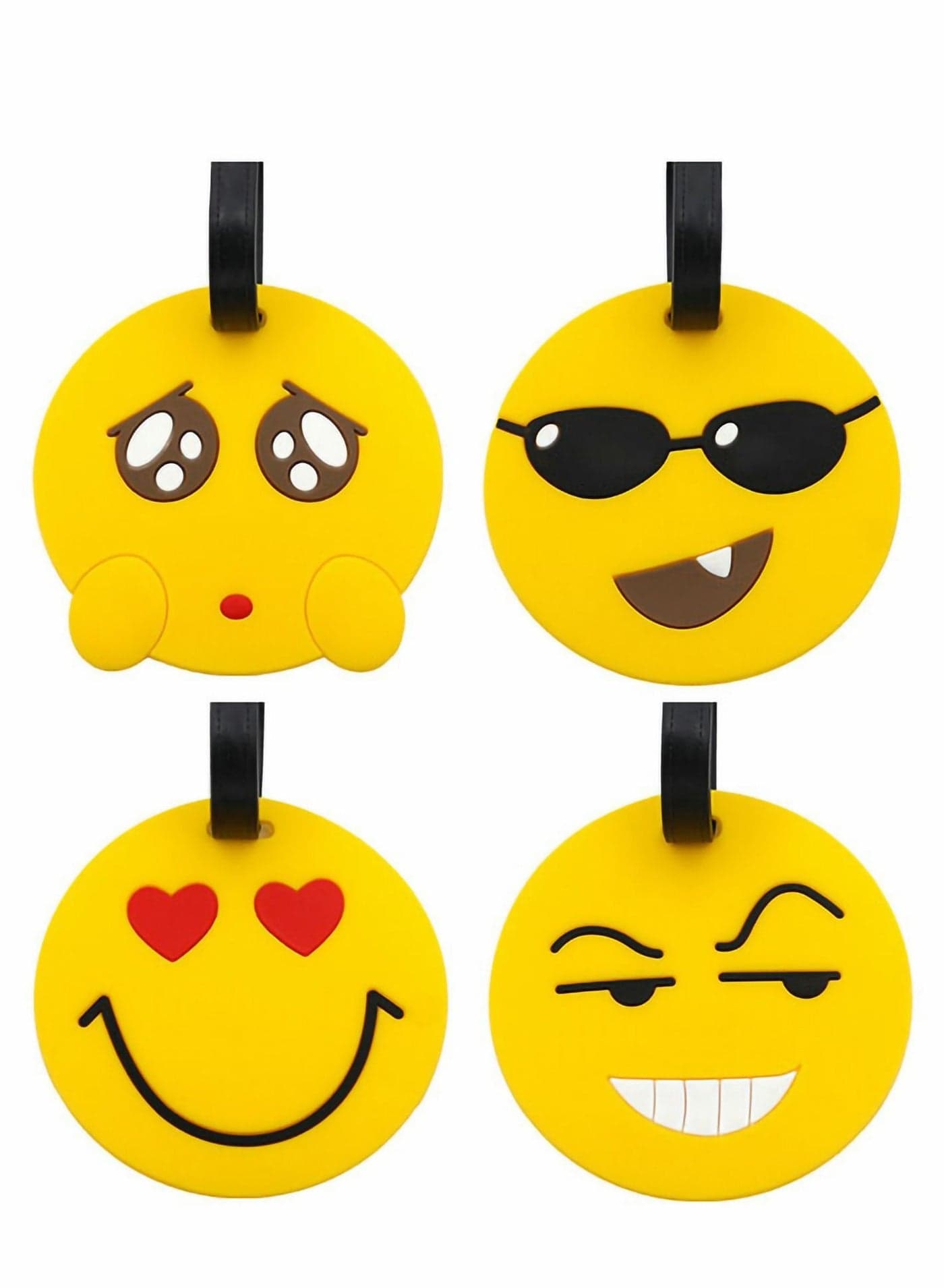 Luggage Tag with Name ID Card 4Pcs Cute Face Suitcase Labels for Women Men Perfect to Quickly Spot