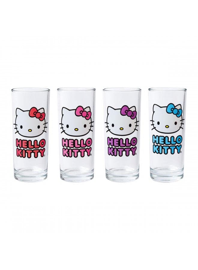 Silver Buffalo Sanrio Hello Kitty 4pc Tumbler Glass Set, 10 Ounces