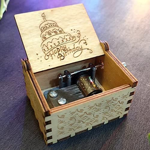 Zesta Happy Birthday Musical Box Gift | Music Crank Mini Collectible for Girlfriend, Boyfriend, Husband, Wife | Unique Musical Gifts for Music Lovers | Vintage Wooden Box