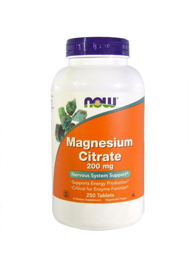 Now Foods Magnesium Citrate 200mg, 250 Tablets (Pack of 2)