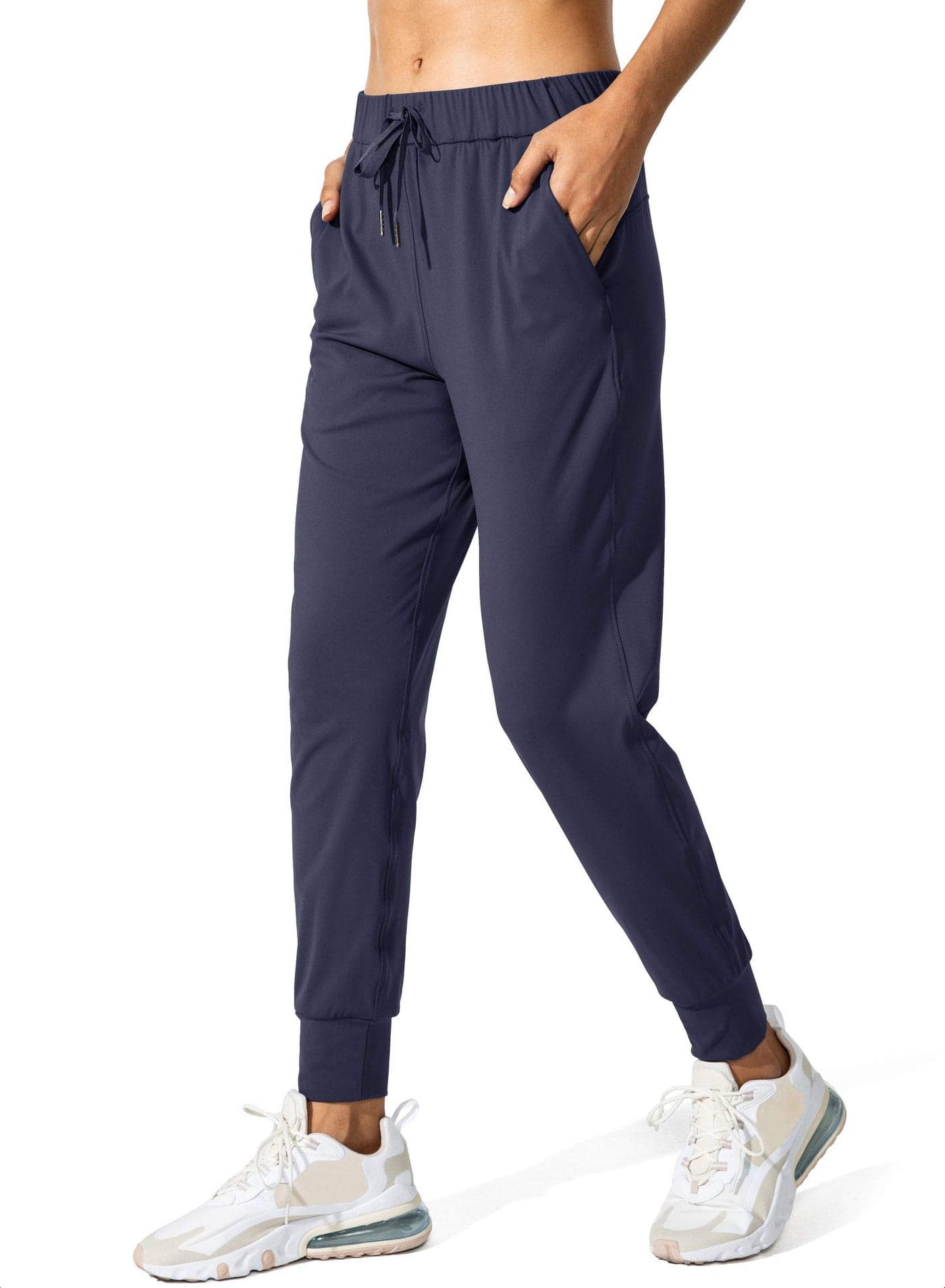 SANTINY Women's Joggers Pants Pockets Drawstring Running Sweatpants for Women Lounge Workout Jogging(Navy_L)