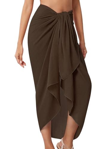 QIANXIZHAN Women's Swimsuit Cover Up,Beach Sarong Wrap Bottom Coverup for Women Short Skirt Dark Coffee