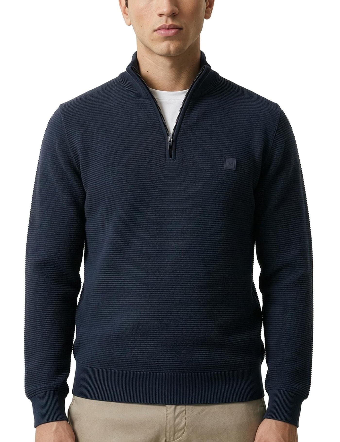 DAMENSCH ReNEWd Soft Ribbed Texture, Strong Durable Fabric, Dyes Ottoman Half-Zip Sweatshirts - Nomad Navy - XL