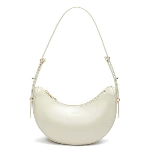 Keyli Shoulder Bag for Women Waterproof Leather Crescent Crossbody Bags for Girl Fashionable Casual Hobo Purses Designer polene Bags Soft Cute Shoulder Purse with Adjustable Strap Khaki