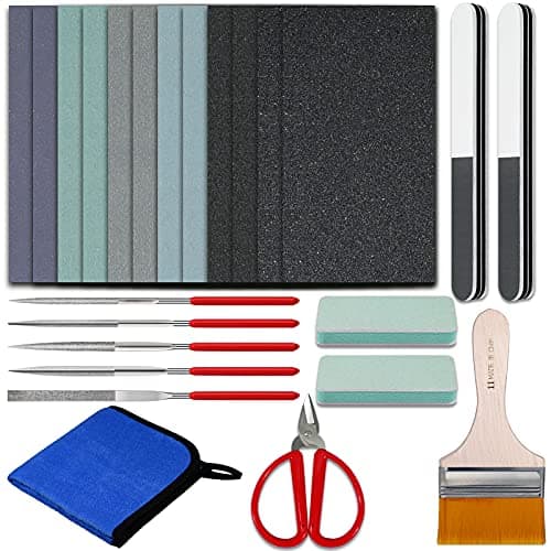 Sakolla 22 Pcs Resin Casting Tools Set Include Sand Papers Polishing Blocks Polishing Cloth Round File Semicircular File Flat File and Scissors for Polishing Epoxy Resin Jewelry Making Supplies