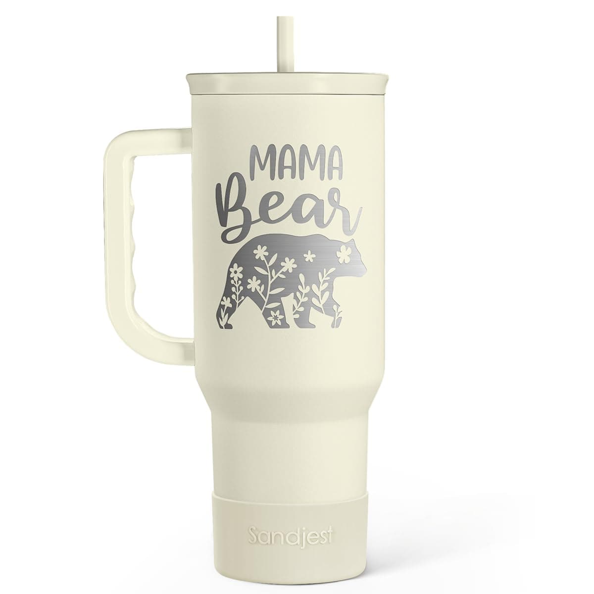 Mom Tumbler with Handle 40oz Mama Bear Cup Stainless Steel Insulated Tumblers Coffee Travel Mug Gifts for Moms from Daughter Son Best Mother Gift for Christmas Birthday Mothers Day