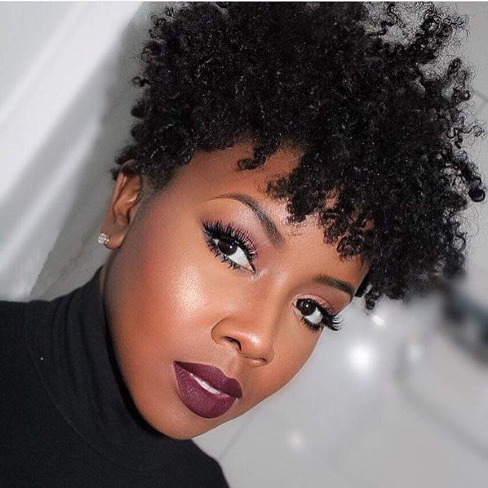 Ms Taj Afro Kinky Human Hair Wigs for Black Women Brazilian Virgin Short Curly Wigs None Lace 150 Density Unprocessed Afro Wig Human Hair Curly Machine Made Natural Color afro wig