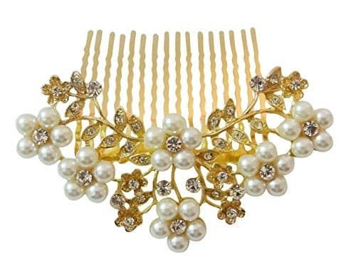 Vogue Hair Accessories Golden And White Pearl Comb Hair Clip hair Pin Hair Accessories For Women & Girls