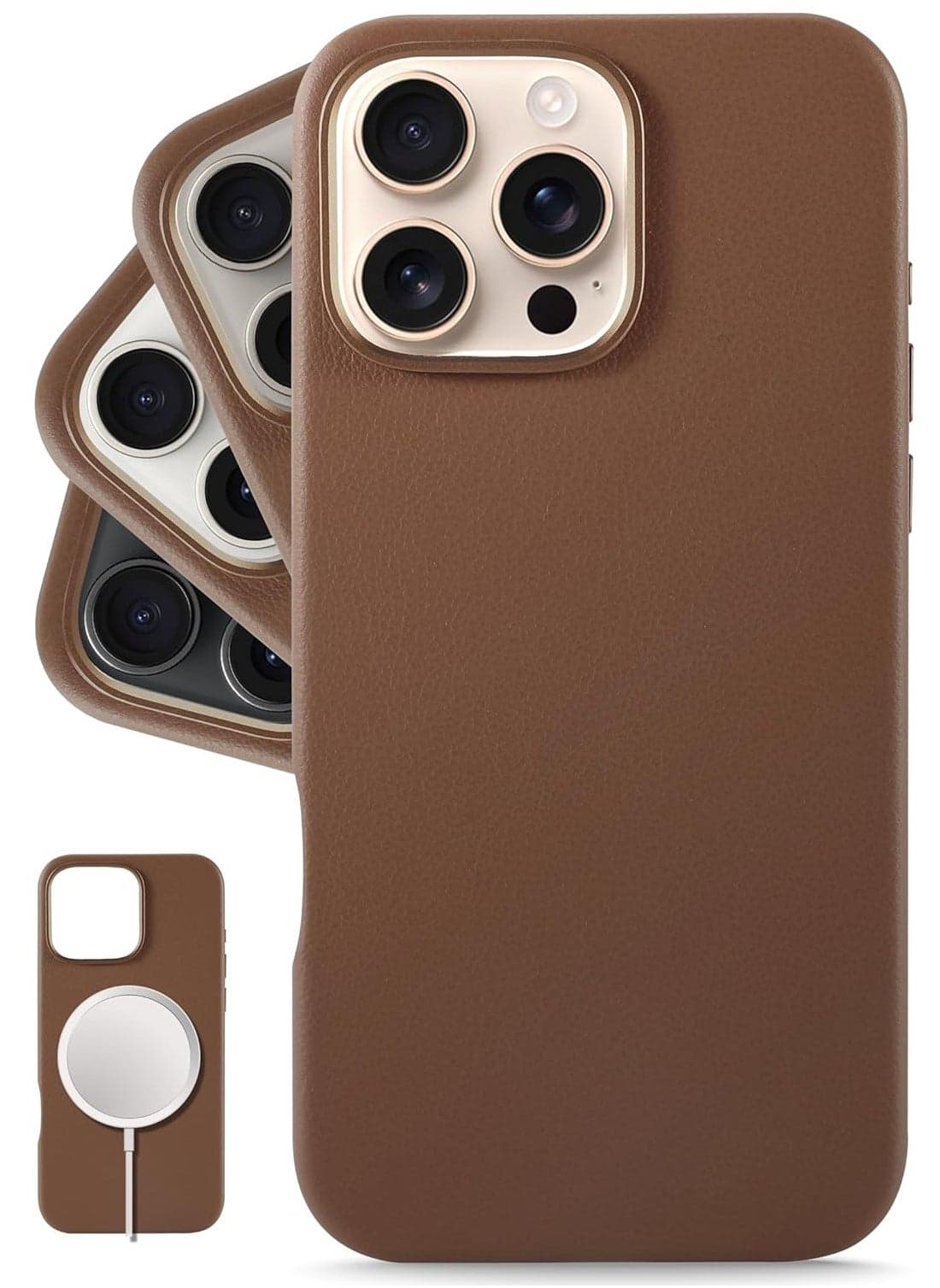 Classic European Leather Phone Case for iPhone 16 Pro – Dark Saddle Brown, Smoothens & Softens Over Time, Compatible with MagSafe