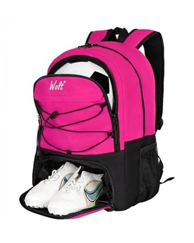 WOLT Soccer Backpack Soccer Bag with Ball Holder Shoes Compartment Sport Equipment Bags For Football Basketball Volleyball Gym Pink
