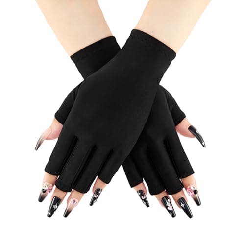 COOLJOB AntiUV Gloves for Nail Lamp Professional UPF50 UV Protection Glove for Manicures Art Skin Care Fingerless Women Men Protect Hands from Sun and Nail Dryer Harm Black 1 Pair