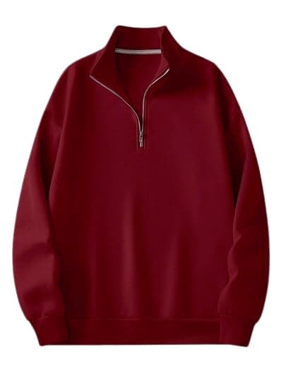 The Modern Soul Polyester Blend Half Zipper Solid Modern Fit Sweatshirt For Men Maroon