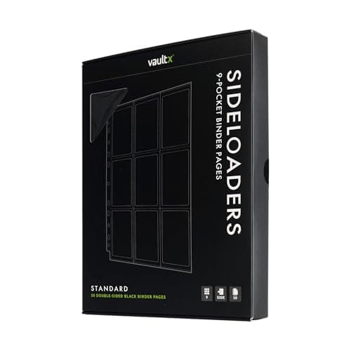 Vault X 9 Pocket Sideloading Pages for 3 Ring Binder DoubleSided A4 Sideloaders Storage for Collectible Card Games Sports TCG Black 50 Pack