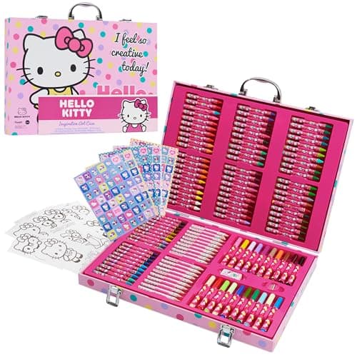 Hello Kitty Colored Pencils Art Supplies Drawing Kit School Supplies Painting Girls Drawing Pencils Art Kit Travel Case with Crayons Arts and Crafts for Kids 412