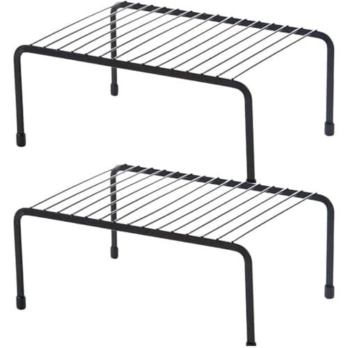 Smart Saver Kitchen Cabinet Storage Shelf Rack/rubber Feet - Steel Metal - Rust Resistant Finish - Cups, Dishes, Cabinet & Pantry Organization (2, Black)