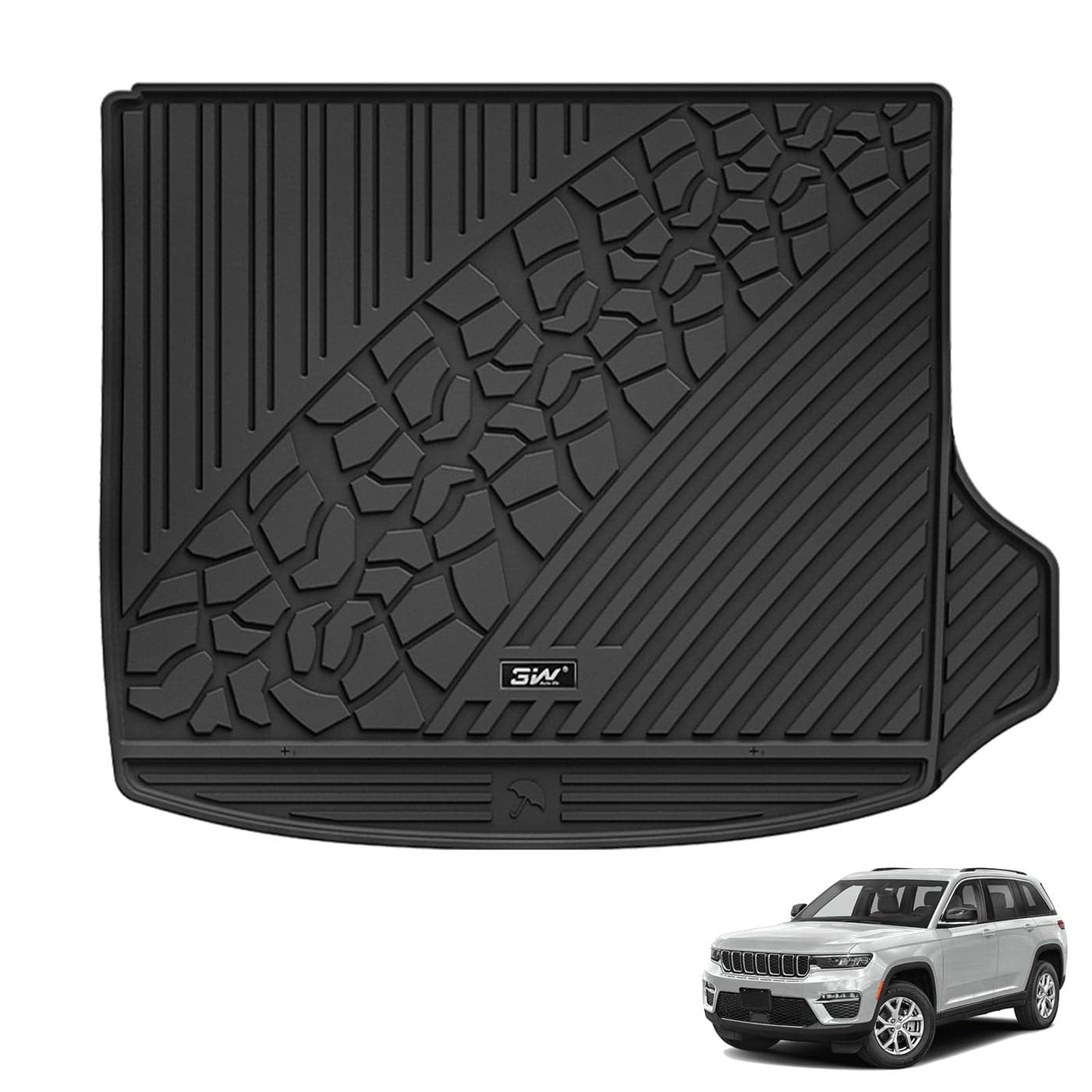 3W Cargo Liner Fit for 20222025 Jeep Grand Cherokee Non L TPE All Weather Custom Fit Trunk Mat Black