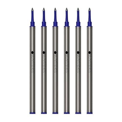Monteverde USA® Rollerball Refills (Metal Tube) to Fit Most of the World’s Finest Rollerball Pens, Broad Point, Blue Ink, 6-Pack – Vibrant Ink for Elegant Writing