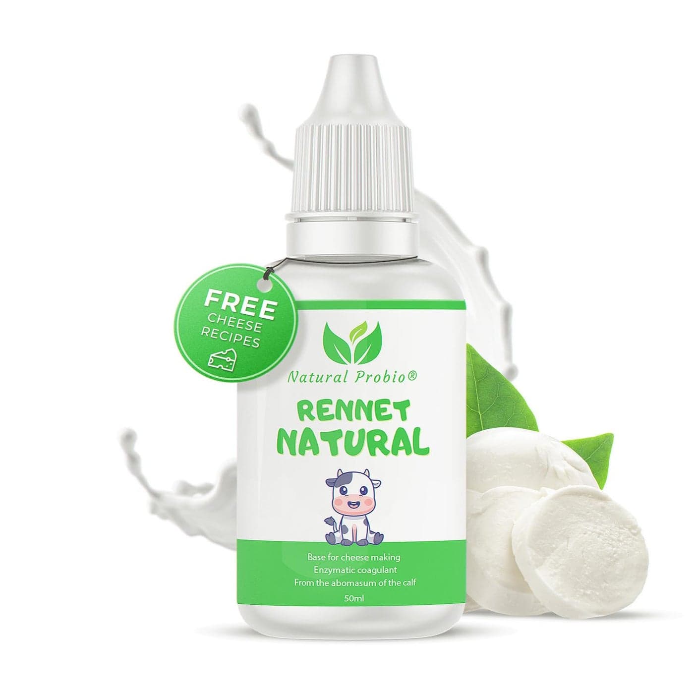 Natural Probio Liquid Animal Rennet 17 fl oz for Artisan Cheese Making Precise Dosage high Concentration 110000 U High Yield 66132 gal Enzymatic Coagulant for Soft and Hard Cheeses