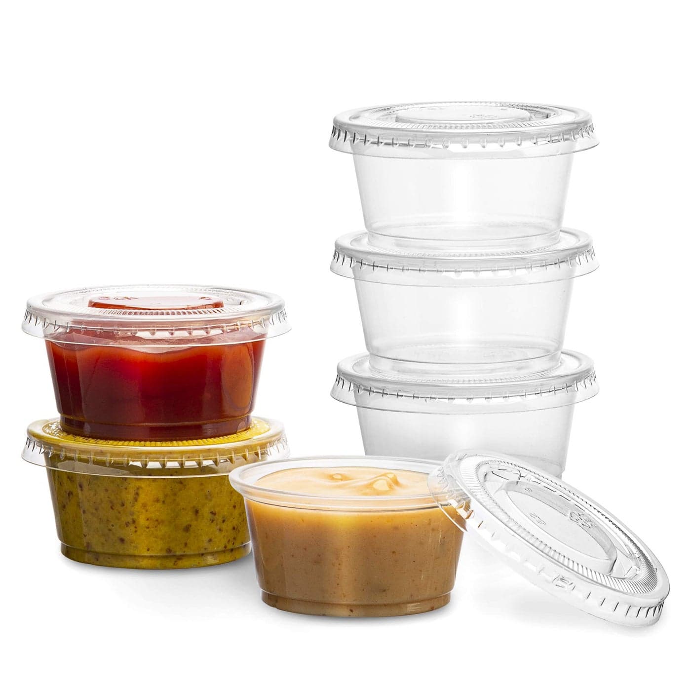 Plastimade Clear Disposable Plastic Portion Cups With Lids 100 Sets 2 Oz Disposable Condiment Cups Thanksgiving SauceDipDressing Cups Souffle Cups Jello Shot Cups With Lids